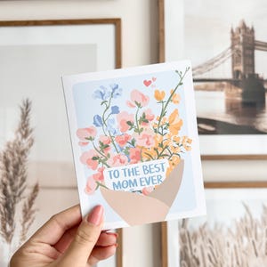 Beste Mutter aller Zeiten Muttertagskarte | Niedliche Muttertagskarte, Blumenkarte, handgemachte Karte, Muttertagsgeschenk, Karte mit Umschlag, innen leer