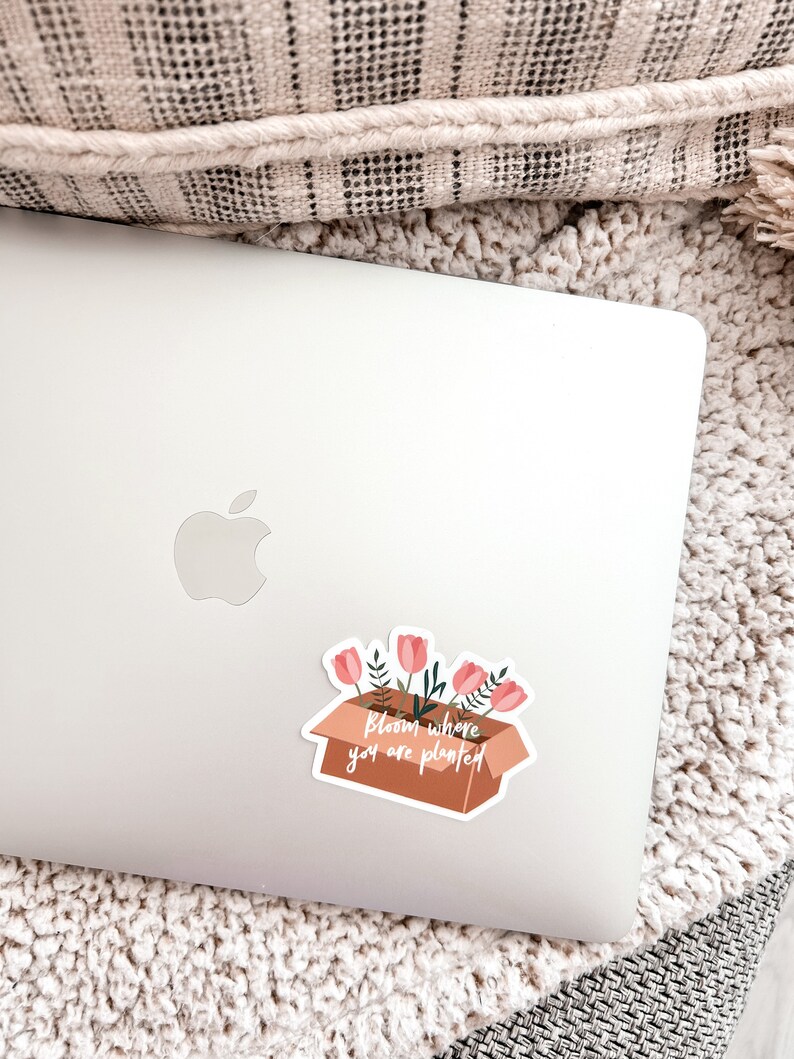 Bloom Where You Are Planted Vinyl Sticker Cute Sticker, Floral Sticker, Boho Stickers, Laptop Stickers, Waterproof, Plant Stickers image 3