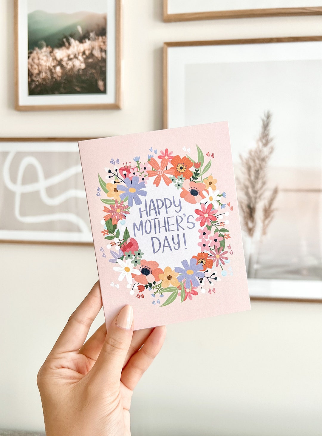 Mother's Day Card Happy Mother's Day Blank Inside, Boho Card, Floral