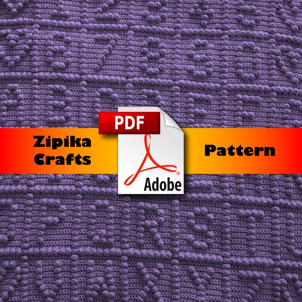 Easy Crochet ALPHABET and NUMBERS Grid Crochet PDF Pattern Sampler - Beginner, Bobble Stitch
