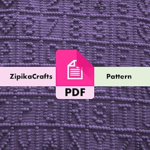 Easy Crochet ALPHABET and NUMBERS Grid Crochet PDF Pattern Sampler - Beginner, Bobble Stitch
