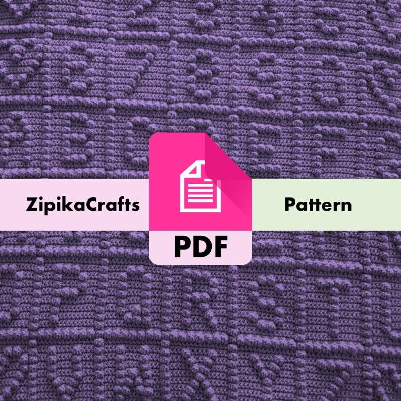 簡単クロッシェ アルファベットと数字 グリッドクロッシェ PDF パターンサンプル - 初心者向け、ボブルステッチ 画像 1