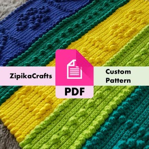 CUSTOM Grid Crochet PDF Pattern - choose your own words and names, dog, cat blanket