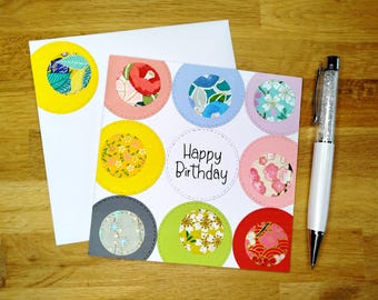 Carte Anniversaire enfant, femme, homme, adolescent fait main. Colorée et festive. Unique. Pas cher