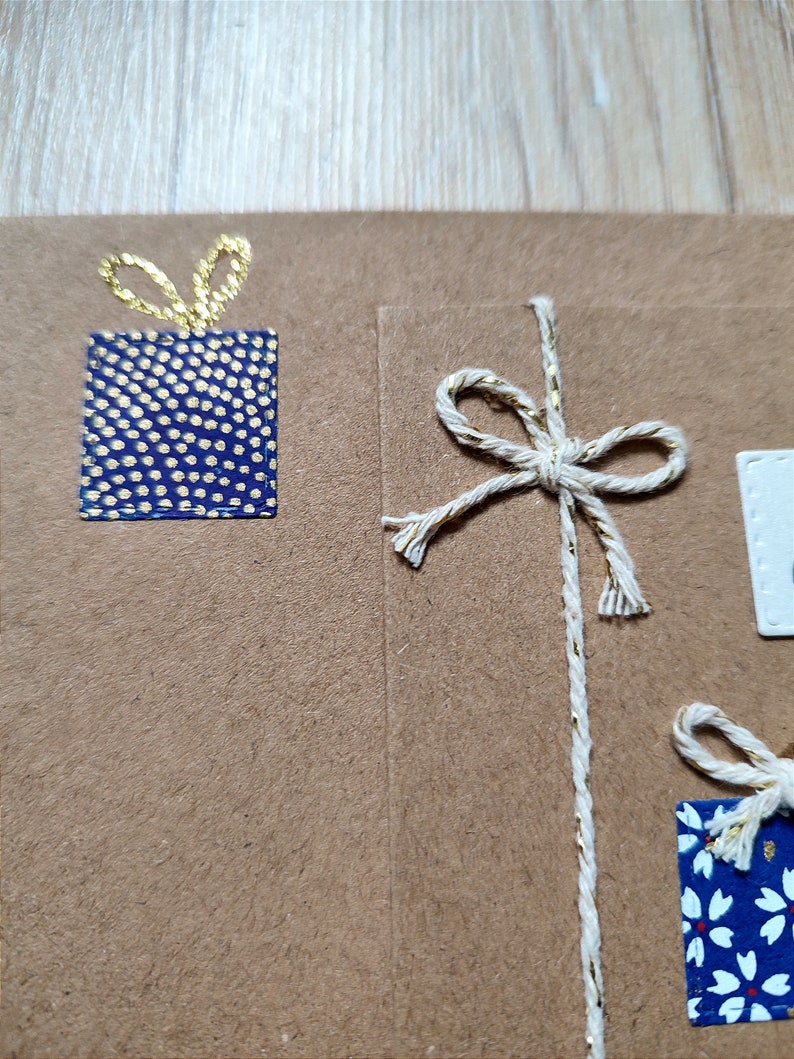 Carte fait main Anniversaire. Fait main. Bleu roi et kraft. Idéale pour anniversaire adulte, homme femme et adolescent Bild 3