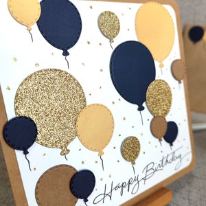 Carte Happy Birthday, Anniversaire, homme, femme, ballons, enfant afbeelding 2