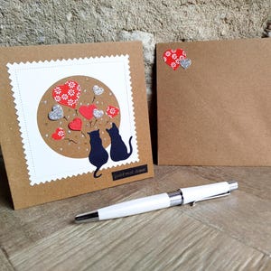 Carte Chat, fait main. Tendre et Moderne Fête des grands mères. Plaisir d'offrir