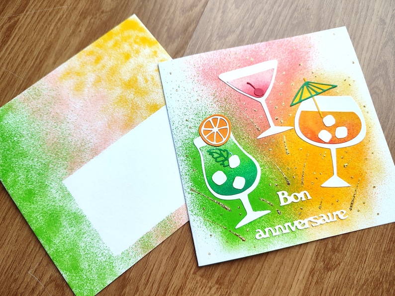 Carte Anniversaire fait main, cocktails, cocktail party, bar, fête. Idéal pour ado, femme et homme. Festif Bild 1