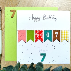 Carte Happy Birthday fait main. Personnalisable. Anniversaire. Enfant, fille ou garçon. Adulte. Festive