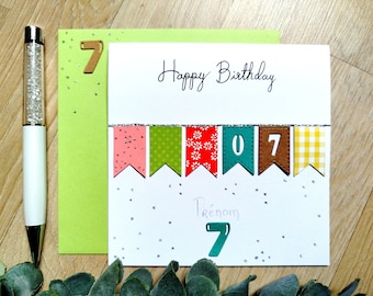 Carte Happy Birthday fait main. Personnalisable. Anniversaire. Enfant, fille ou garçon. Adulte. Festive