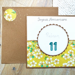 Carte Anniversaire. Carte Anniversaire fait main. Personnalisable. Femme,enfant, fillette. Festive et colorée