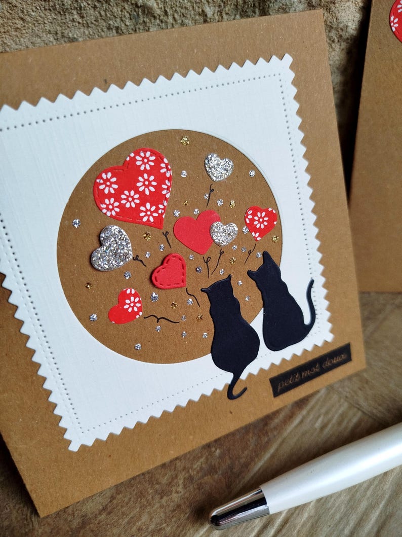 Carte Chat, fait main. Tendre et Moderne Fête des grands mères. Plaisir d'offrir image 2
