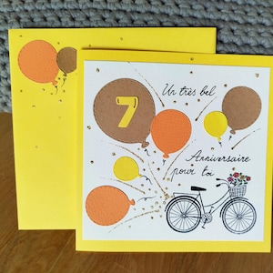 Carte Anniversaire Personnalisable. Fait main. Idéal enfant, fille et garçon. Velo et papillon.