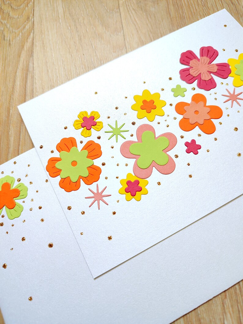 Carte fete mamie, fete maman. fait main, Fleurs colorées, festive, idéal anniversaire et fête. zdjęcie 2