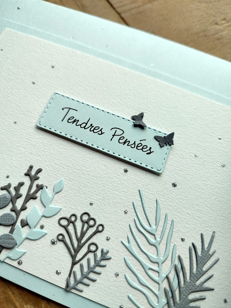 Carte Condoléances, faite main, Tendres pensées afbeelding 2