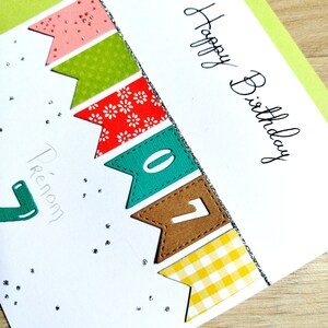 Carte Happy Birthday fait main. Personnalisable. Anniversaire. Enfant, fille ou garçon. Adulte. Festive image 2