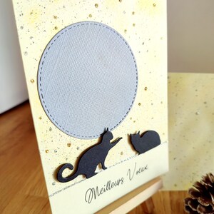 Carte Joyeuses Fêtes. Carte de voeux fait main. Chat image 2