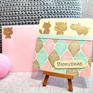 Carte de naissance, bébé fille ou bébé garçon, fait main. Originale et moderne.