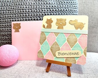 Carte de naissance, bébé fille ou bébé garçon, fait main. Originale et moderne.