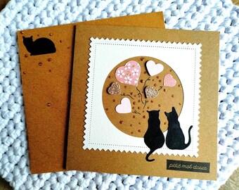 Carte fete mamy, mamie, fête des grands-mères, maman, fête des mères. Carte tendre, fait main, rose, coeur et amour. Fait main