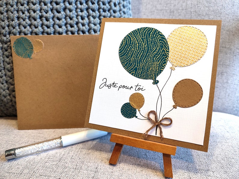 Carte Anniversaire, Fait main. Juste Pour toi. Idéal pour adulte, femme et homme. Bleu roi et doré. Bild 1