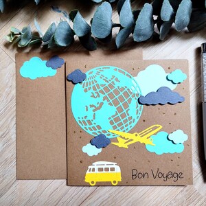 Carte bonne retraite Voyage, mapmonde et avion et anniversaire, homme et femme