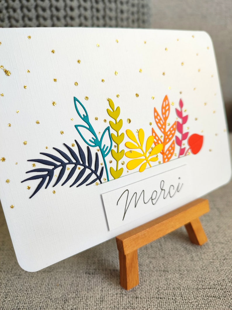 Carte Merci et Remerciements, Fleurs et couleurs, fait main Bild 2