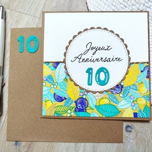 Carte Anniversaire fait main. Personnalisable. Femme,enfant, fillette. Festive et colorée