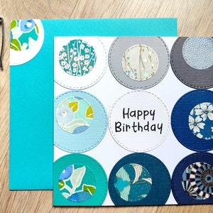 Carte Bon Anniversaire, Happy Birthday, Fait main, colorée et festive originale, parfait pour femme et homme et enfants zdjęcie 1