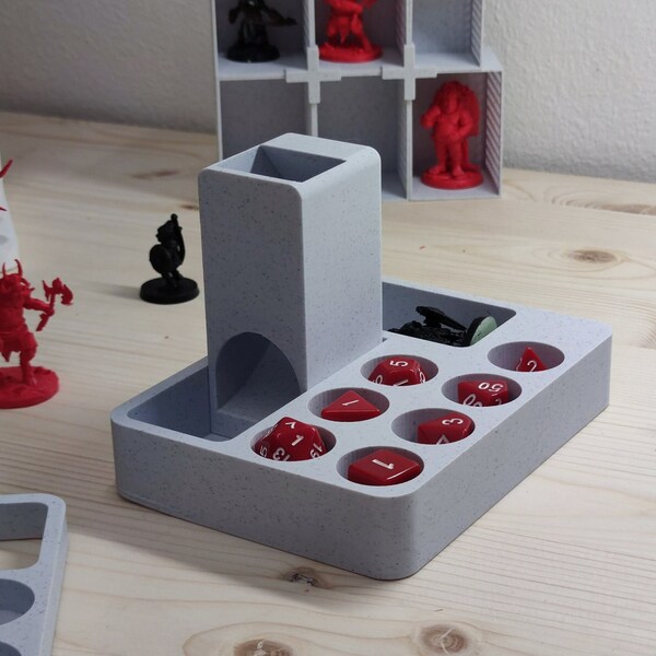 FILE 3D STL - Minimalist dice tower + storage for dice and mini - (supportless)