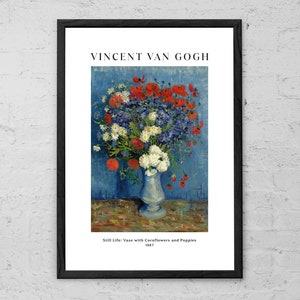 Vase with Cornflowers and Poppies - Vincent van Gogh - Art Print - Modern Home Wall Decor - Van Gogh Exhibition Poster - Still Life Painting