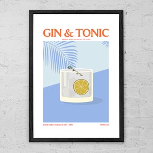 Gin und Tonic - Kunstdruck - Alkohol Poster Illustration - Cocktail Art - Bar Poster - Cocktail Geschenk - Cocktail Poster - Kitchen Art Decor
