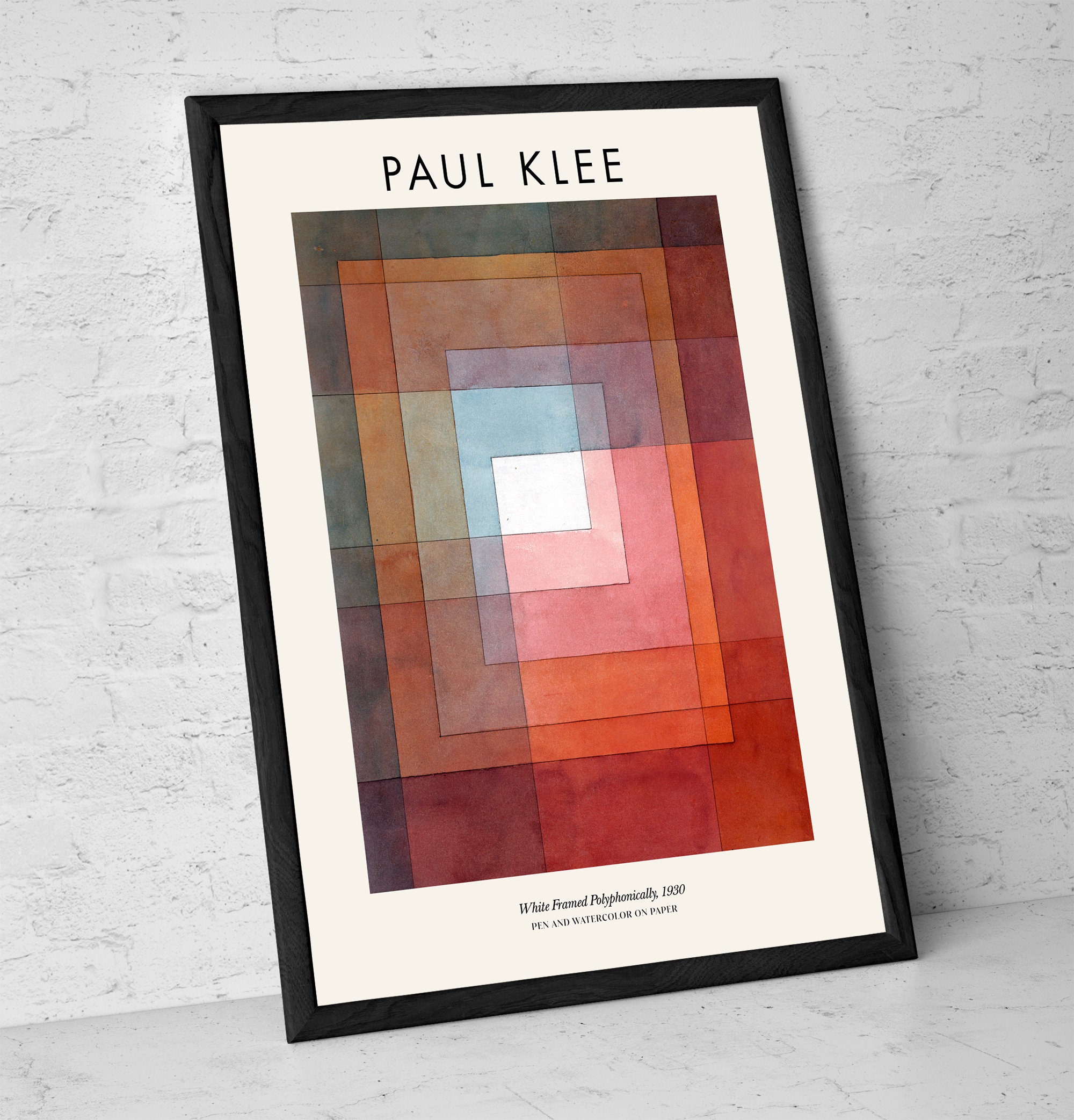 Paul Klee Art Print: White Framed Polyphonically, Modern Abstract