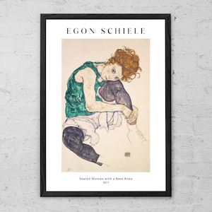 Seated Woman with a Bent Knee - Egon Schiele - Art Print - Egon Schiele Print - Modern Fine Art Print - Schiele Poster - Schiele Wall Art
