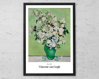 Van Gogh Roses Art Print: Still Life Painting, Modern Wall Decor