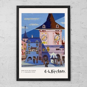 Bern with Belltower - Ernst Ludwig Kirchner - Art Print - Home Office Wall Art - Expressionism - Modern Art Poster - Classic Art Wall Decor