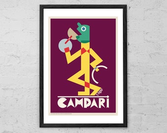 Campari - Fortunato Depero - Art Print - vintage Italiaans eten en drinken poster - retro futurisme muurkunst - keukenbar decor - cadeau-idee