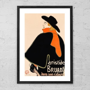 Henri de Toulouse Lautrec - Aristide Bruant in his Cabaret - Art Print - Vintage French Poster Gift - Art Nouveau Wall Art - Classic Art