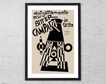 Vintage Campari Ad Art Print: Fortunato Depero Italian Retro Drink Poster