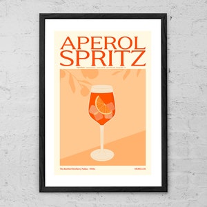 Aperol Spritz - Lámina artística - Póster de cóctel - Regalo de barman - Arte de cócteles italianos - Arte con alcohol - Decoración de pared de bar - Póster de Aperol Spritz