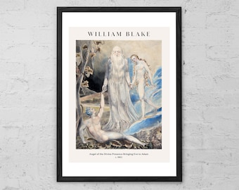 William Blake Art Print: Angel Bringing Eve to Adam, Visionary Painting
