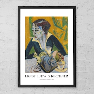 Erna with a Cigarette - Ernst Ludwig Kirchner - Art Print - Home Office Wall Decor - Expressionist Portrait Painting - Classic Art Poster