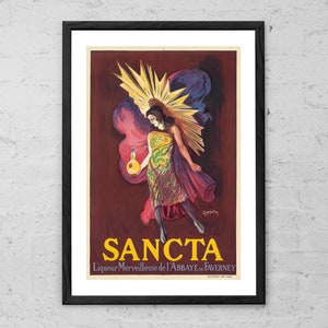 Sancta - Leonetto Cappiello - Art Print  - Vintage Alcohol Advertisement Poster Gift - Kitchen and Bar Decor - Retro French Liqueur Poster