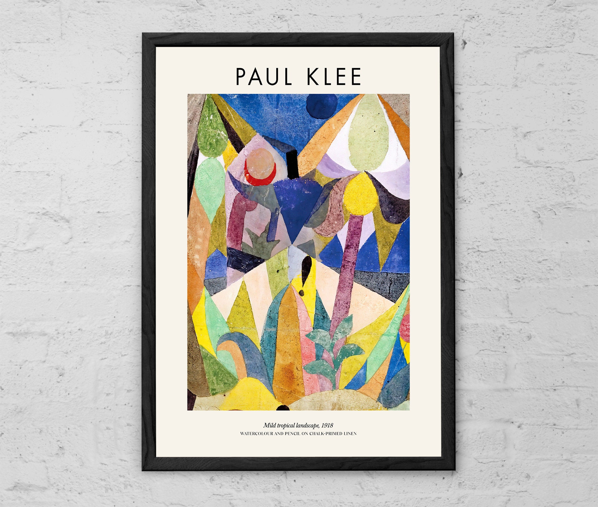 Paul Klee、ABSTRACT、海外版超希少レゾネ、新品額付 Paul Klee Art Print: Mild Tropical Landscape, Modern Bauhaus Decor