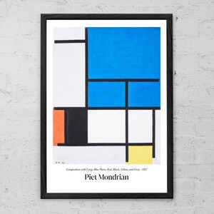 Composition with Large Blue Plane, Red, Black, Yellow, and Gray - Piet Mondrian - Art Print - Modern Art - Bauhaus Poster - Abstract Art