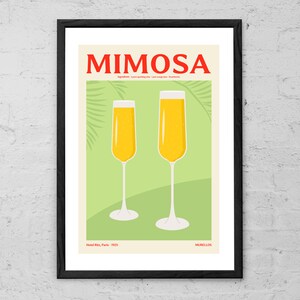 Cocktail Mimosa - Stampa artistica - Illustrazione poster Mimosa - Arte cocktail retrò - Poster bar - Regalo cocktail - Poster cocktail - Arredamento cucina