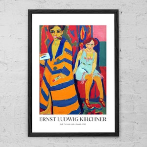 Self-Portrait with a Model - Ernst Ludwig Kirchner - Art Print - Expressionist Wall Art - German Modern Art Print - Classic Painting Gifts