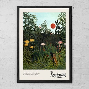Jungle with Setting Sun - Henri Rousseau - Art Print - Rousseau Exhibition Poster - Forest Artwork - Exotic Painting - Tropical Wall Décor