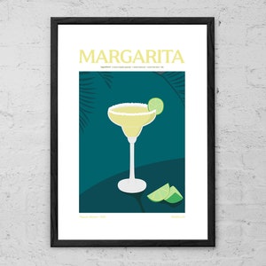 Margarita - Art Print - Margarita Poster Illustration - Retro Cocktail Art - Bar Poster - Cocktail Gift - Cocktail Poster - Kitchen Decor