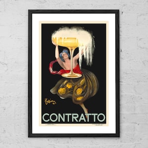 Contratto - Leonetto Cappiello - Art Print  - Vintage Alcohol Advertisement Poster Gift - Kitchen and Bar Decor - Italian Gifts - Retro Art